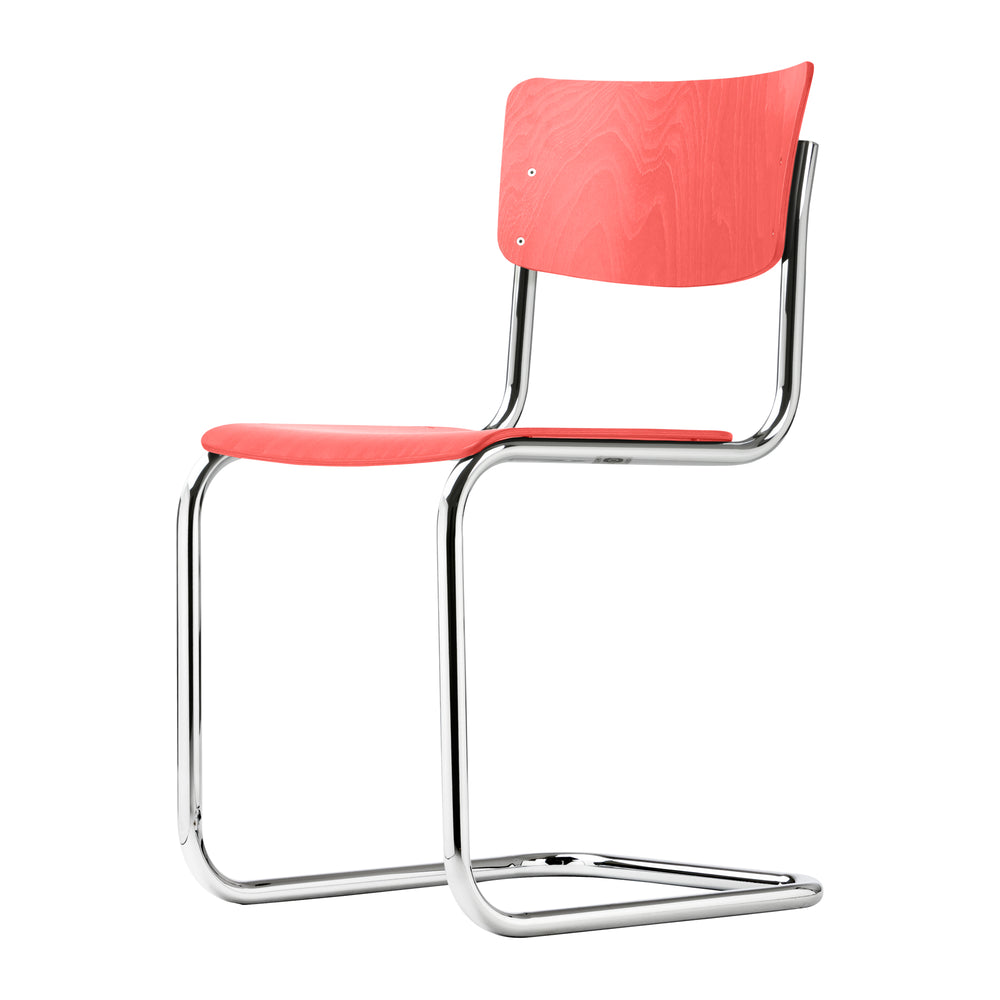 Thonet - S 43 Freischwinger Chrom | korallrot / Chrom