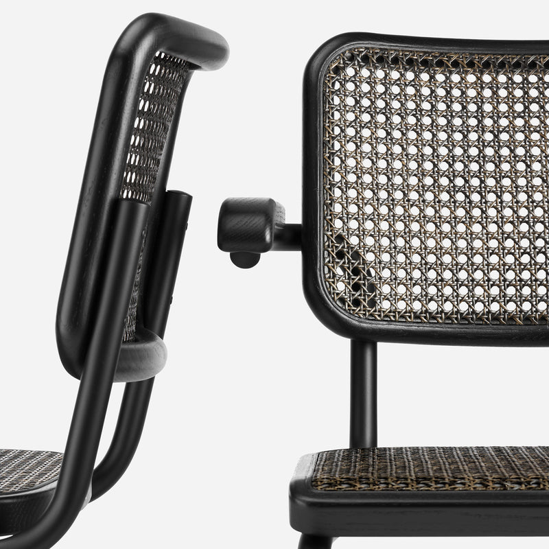 Thonet - S 64 V Freischwinger | Geflecht dark / Eiche gebeizt / schwarz
