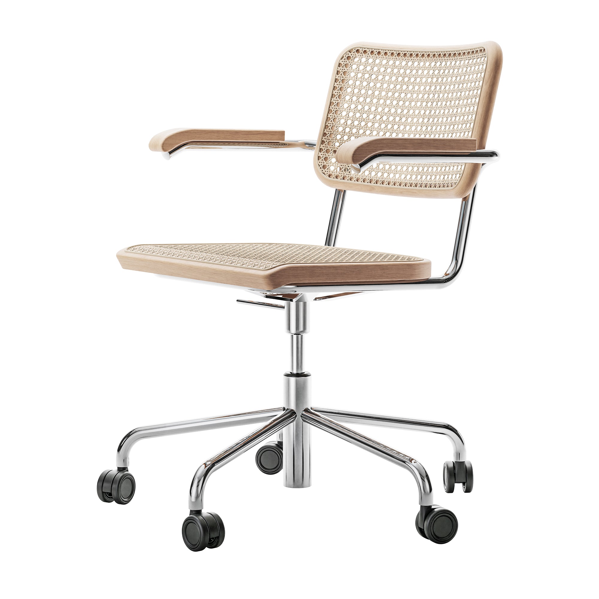 Thonet - S 64 VDR Drehsessel | Buche natur / verchromt / Geflecht natur