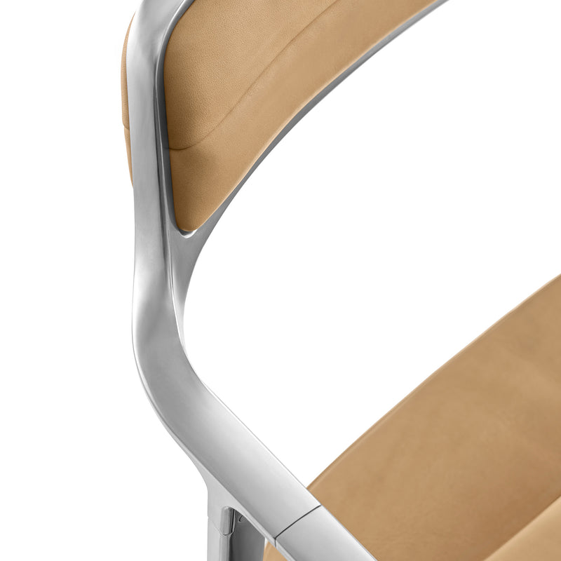 Vipp - 452 Drehstuhl | Gleiter / Leder camel / Aluminium poliert