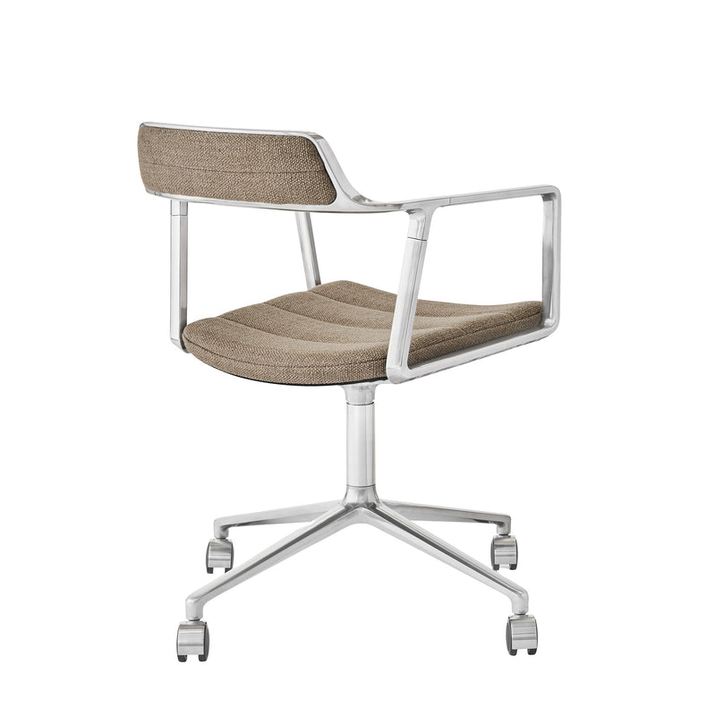 Vipp - 452 Drehstuhl | Rollen / dark sand / Aluminium poliert