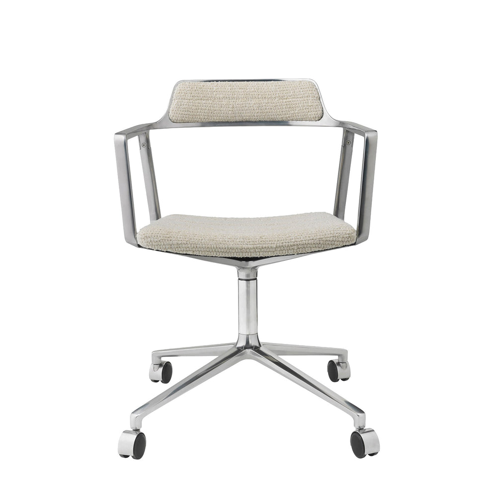 Vipp - 452 Drehstuhl | Rollen / off white / Aluminium poliert