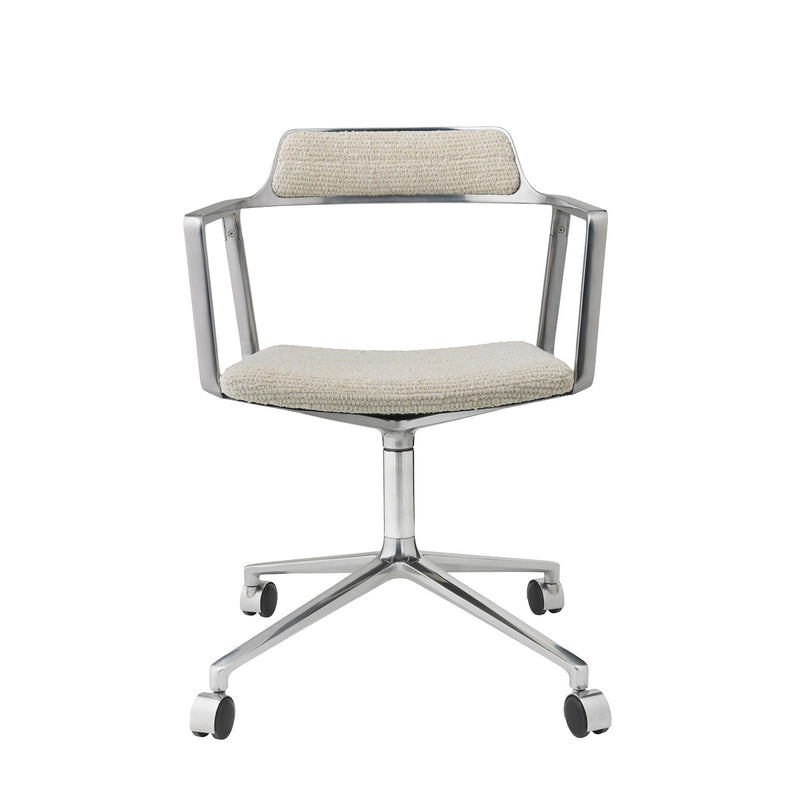 Vipp - 452 Drehstuhl | Rollen / off white / Aluminium poliert