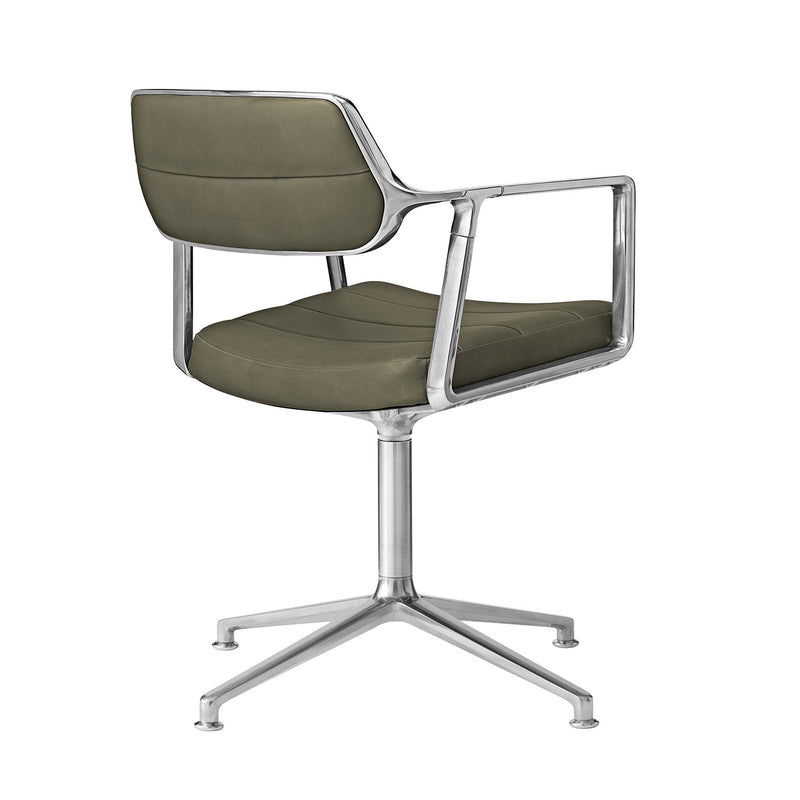 Vipp - 453 Swivel Drehstuhl | Gleiter / Leder bosco grün