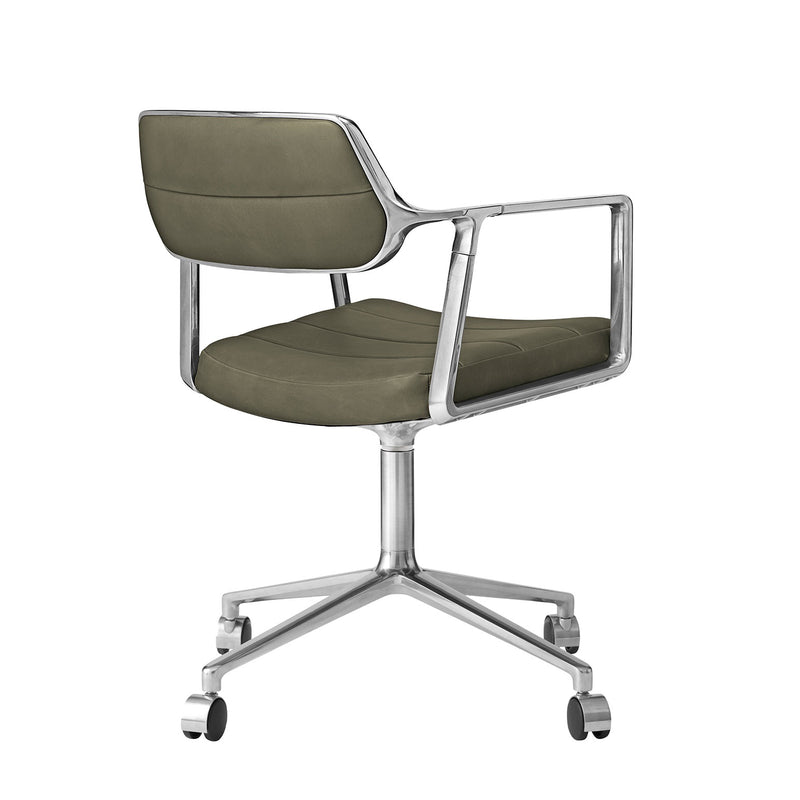 Vipp - 453 Swivel Drehstuhl | Rollen / Leder bosco grün