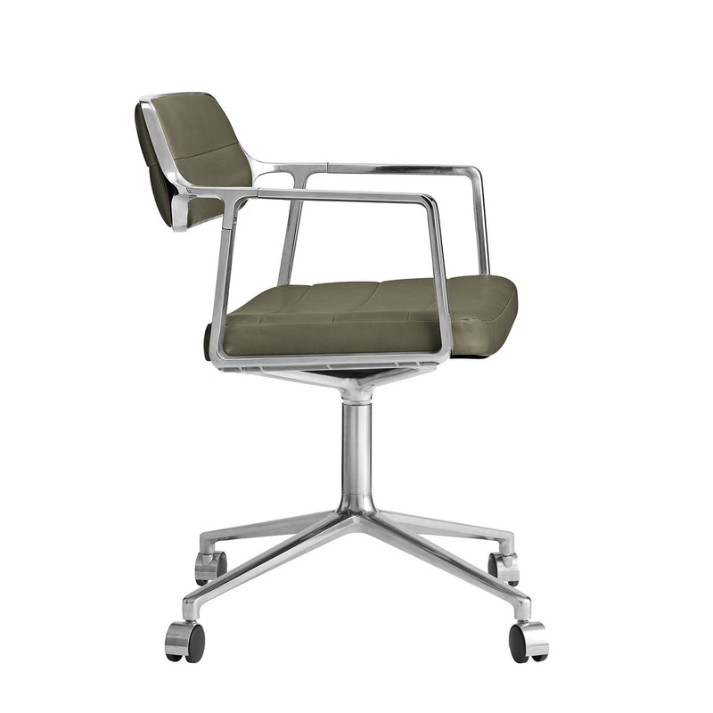 Vipp - 453 Swivel Drehstuhl | Rollen / Leder bosco grün