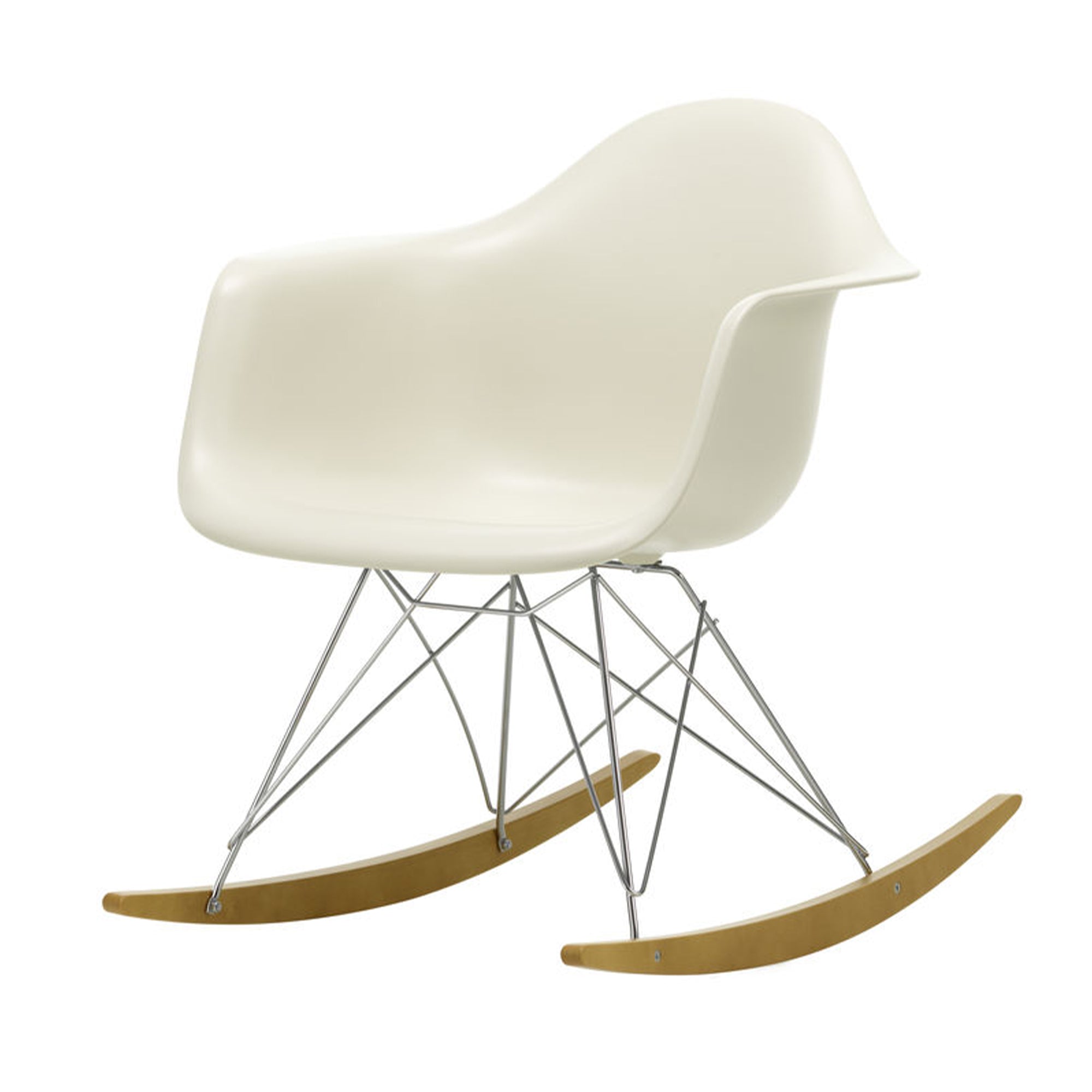 Vitra - Eames Plastic Armchair RAR | Kufen Ahorn gelblich / kieselstein RE / verchromt