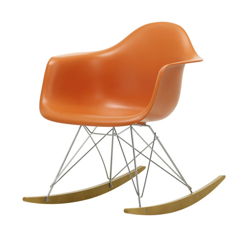 Vitra - Eames Plastic Armchair RAR | Kufen Ahorn gelblich / rostorange RE / verchromt