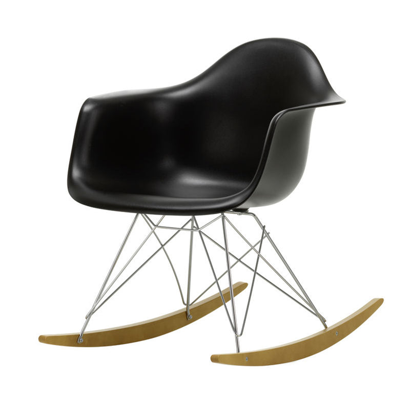 Vitra - Eames Plastic Armchair RAR | Kufen Ahorn gelblich / tiefschwarz RE / verchromt