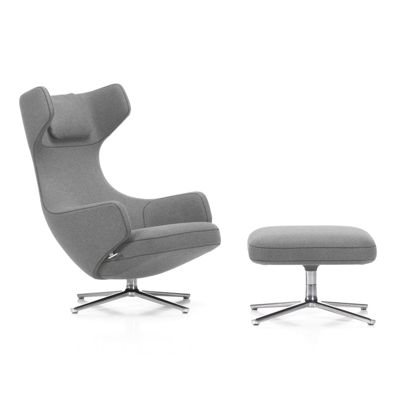 Vitra - Grand Repos Sessel und Ottoman | Cosy 2 kieselgrau (01) (Kreuzstichnaht)