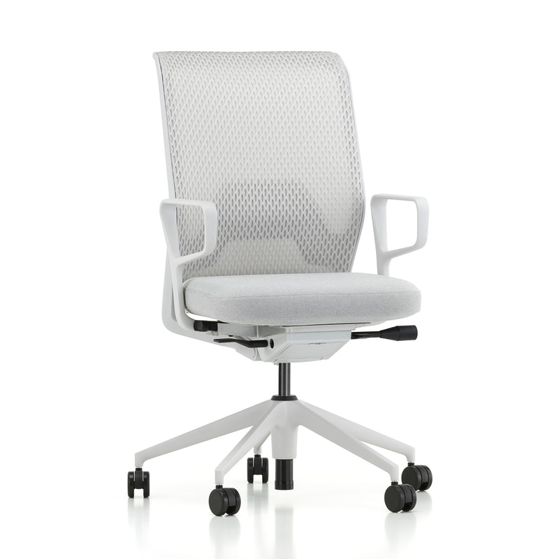 Vitra - ID-Stuhl Mesh | mit Sitztiefenverstellung / hellgrau / weiß