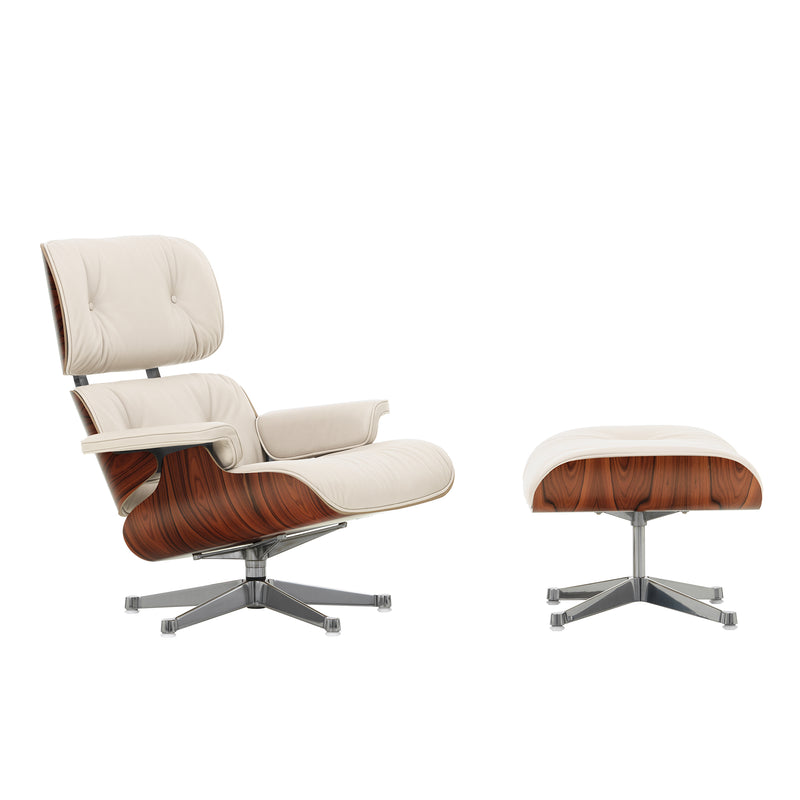 Vitra - Lounge Chair &amp; Ottoman | Leder Premium F 72 snow / Santos Palisander / poliert