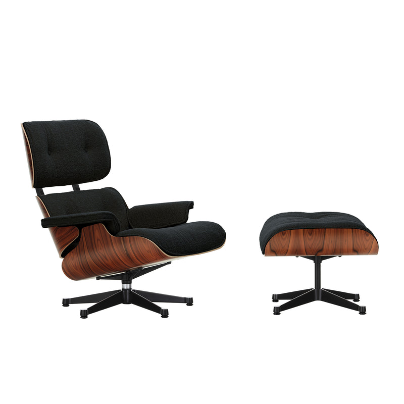 Vitra - Lounge Chair &amp; Ottoman | Nubia 11 anthrazit/schwarz / Santos Palisander / poliert / Seiten schwarz