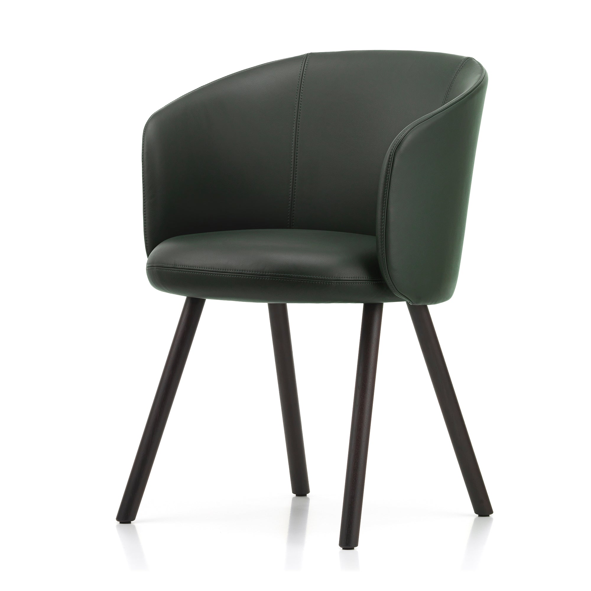 Vitra - Mikado Armlehnstuhl Holz | Leder Premium F 59 jade / Eiche dunkel