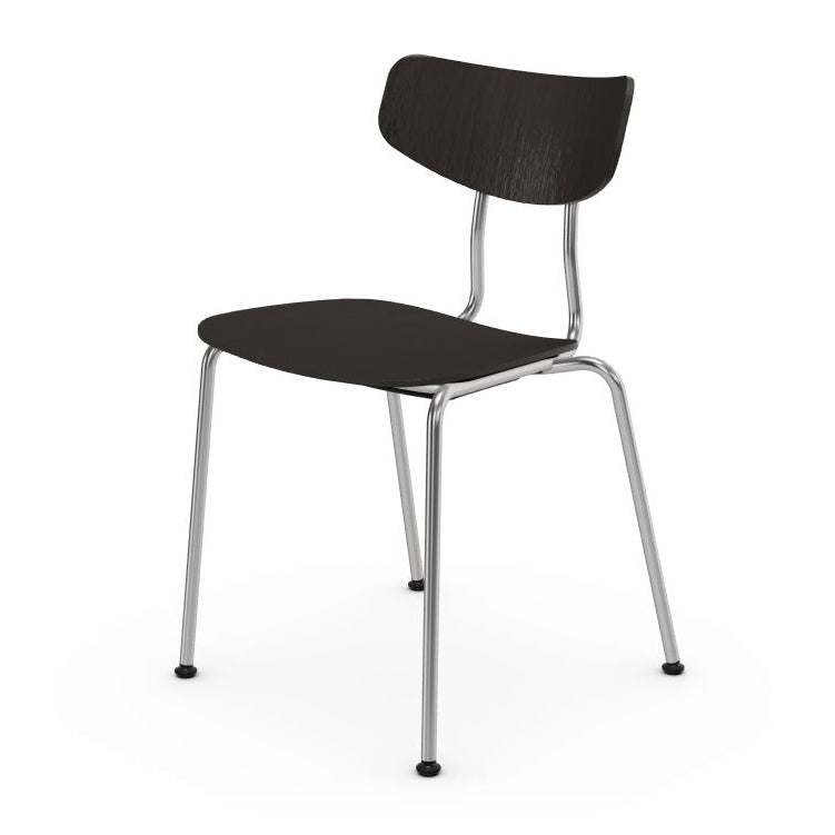 Vitra - Moca Stuhl | Kunststoffgleiter / glanzchrom / Eiche dunkel, Filzgleiter / glanzchrom / Eiche dunkel