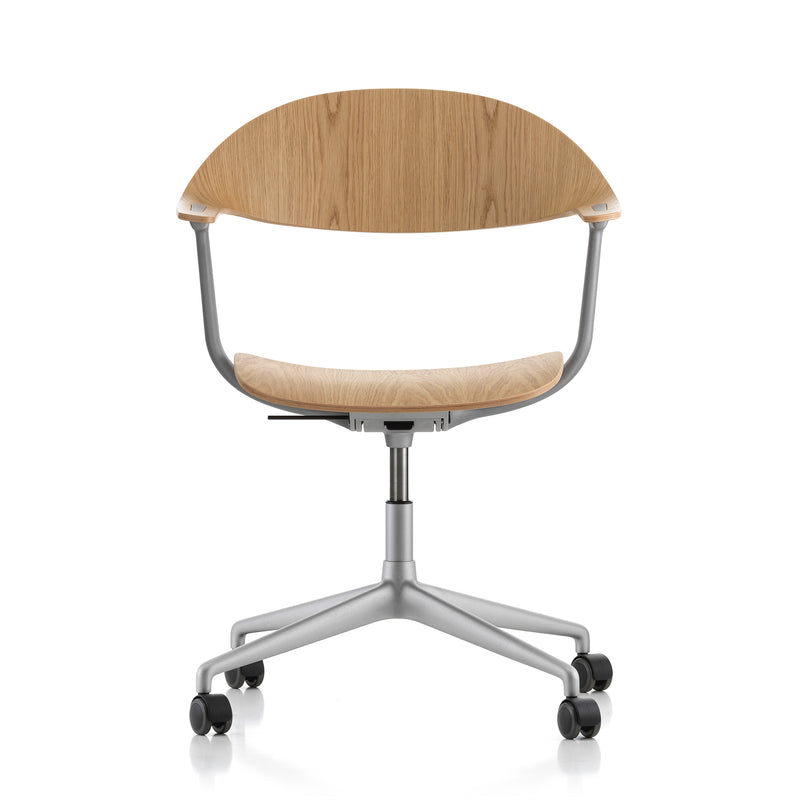 Vitra - Mynt Bürostuhl Viersterngestell | Aluminium gestrahlt / Eiche natur