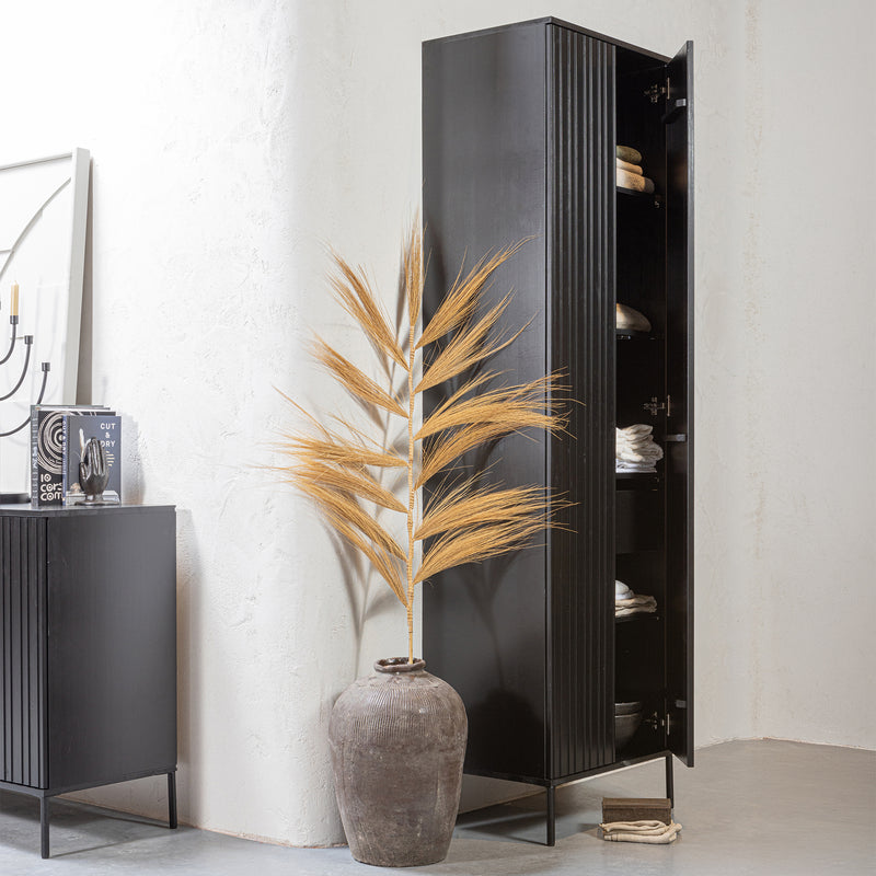 WOOOD Exclusive - Gravure Schrank mit Schubladen | Kiefer schwarz