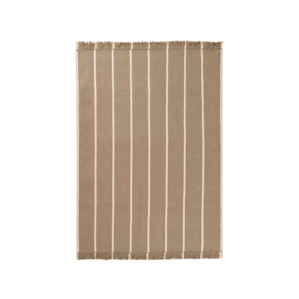 Ferm Living - Calm Kelim Wollteppich | 140 x 200 cm / dark sand/off-white