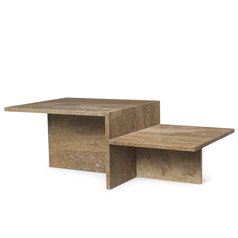 Ferm Living - Distinct Couchtisch | Travertin-Stein, dunkelbraun