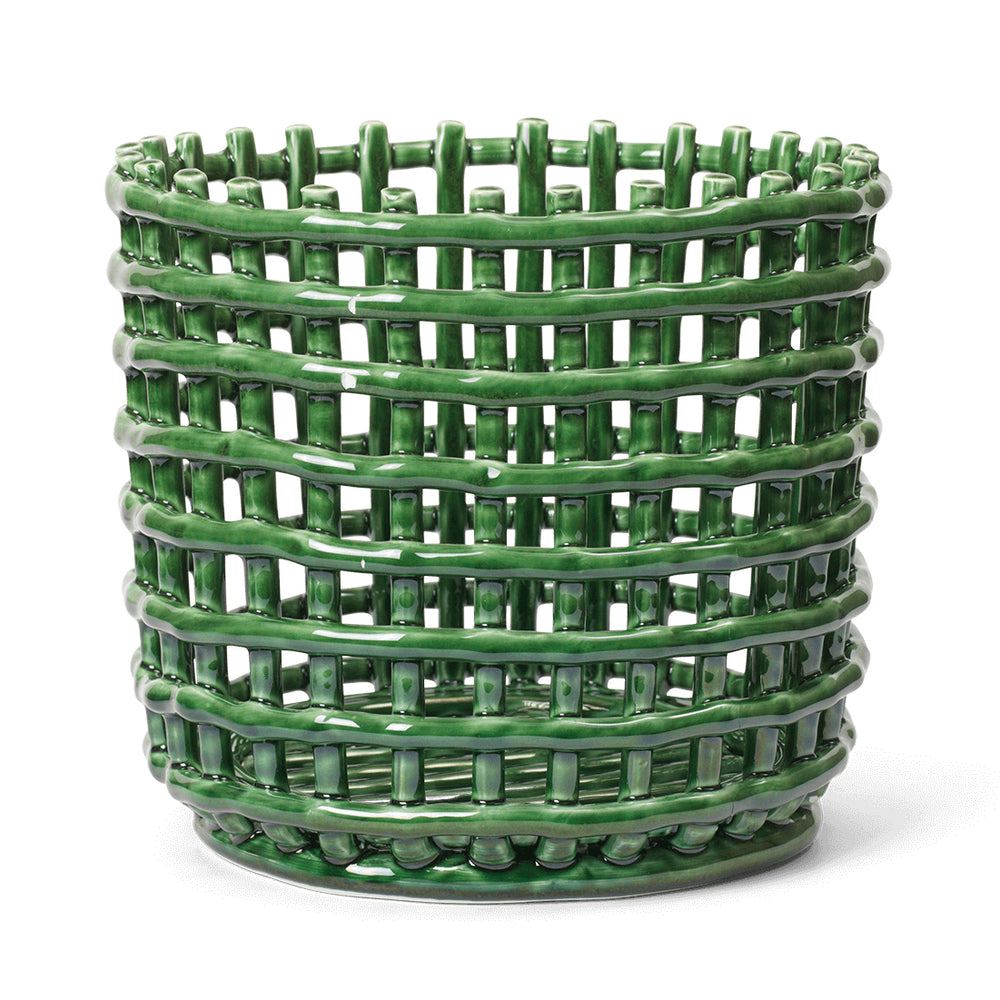 Ferm Living - Keramik Korb | groß / emerald green