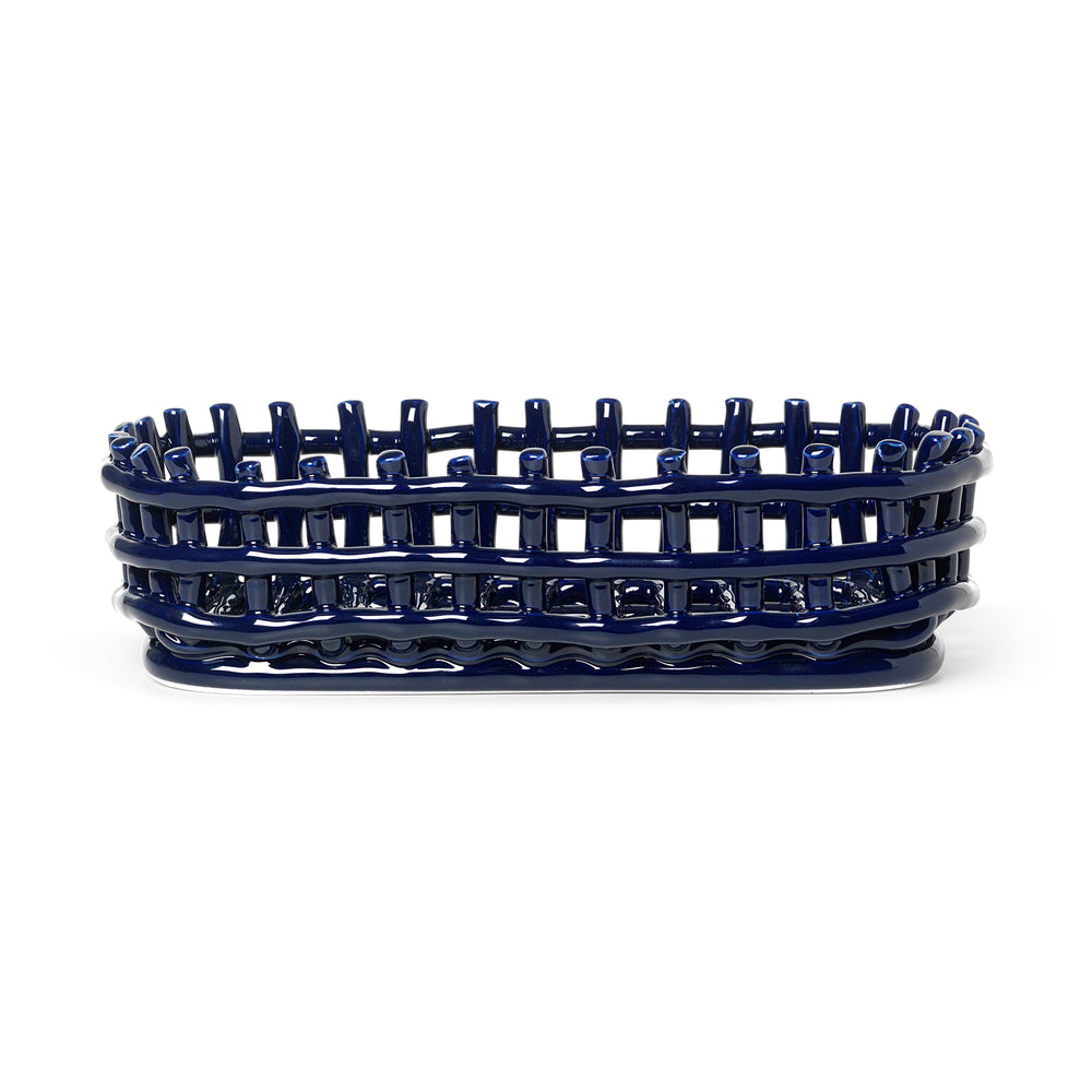 Ferm Living - Keramik Korb oval | blau
