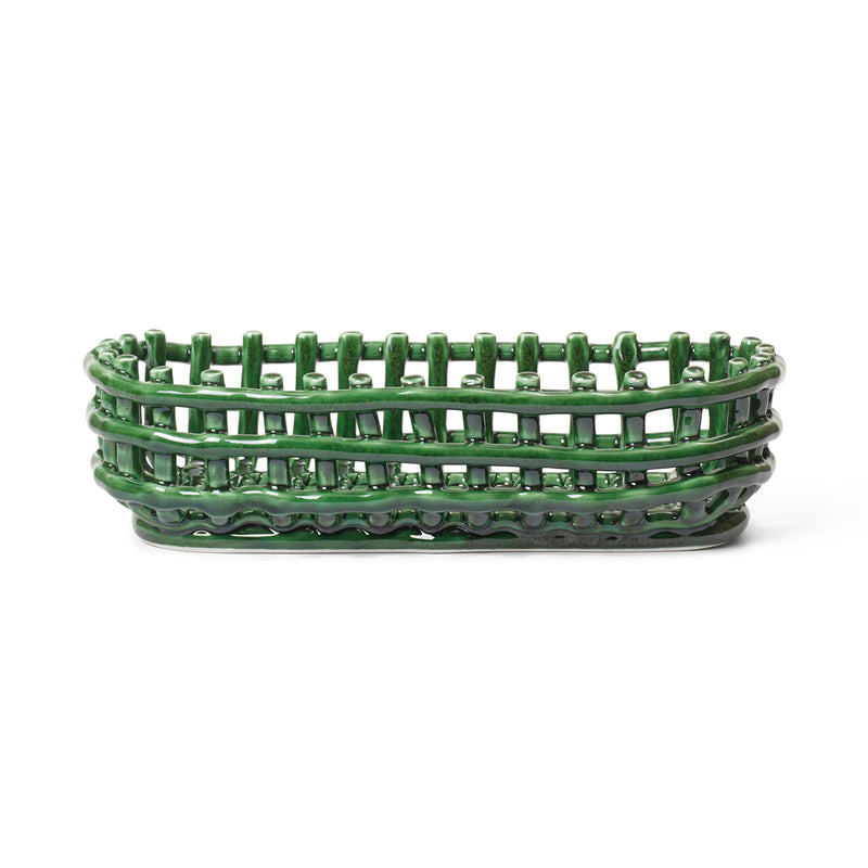 Ferm Living - Keramik Korb oval | emerald green