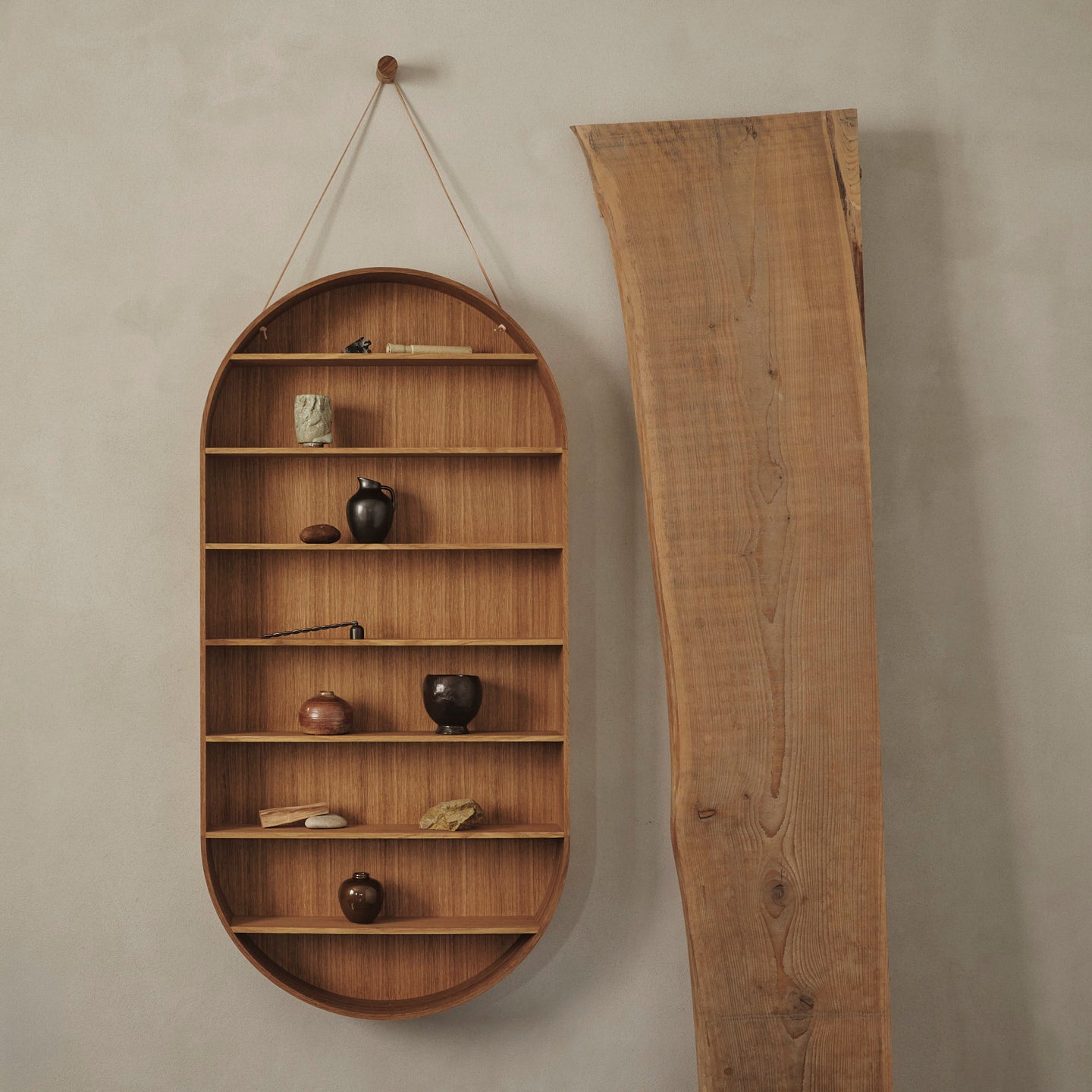 Ferm Living - Oval Dorm Wandregal | Eiche geölt