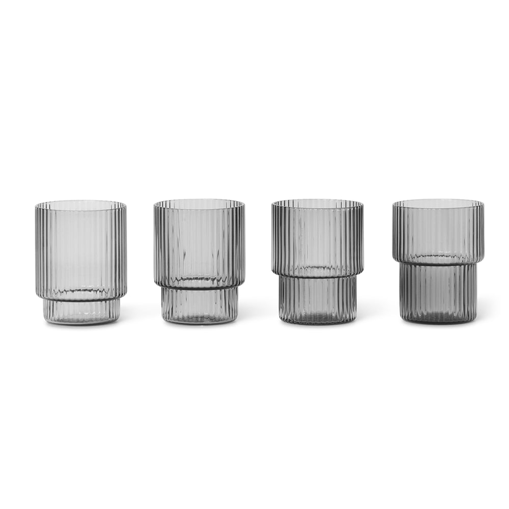 Ferm Living - Ripple Trinkgläser (4er-Set) | smoked grey