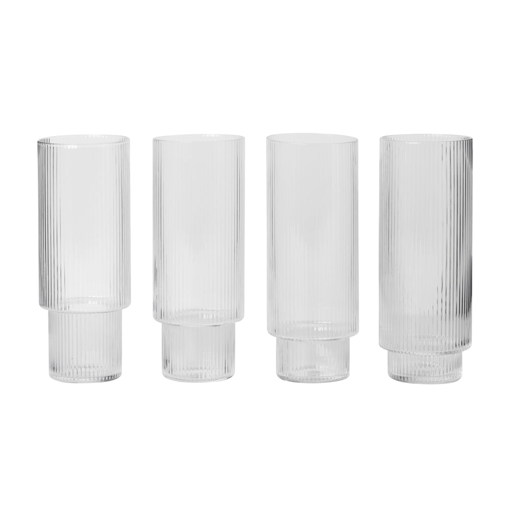 Ferm Living - Ripple Longdrink Gläser (4er-Set) | clear