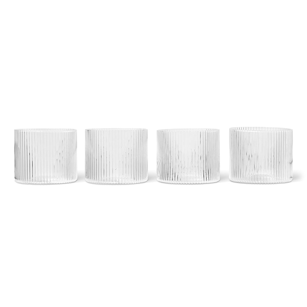 Ferm Living - Ripple Trinkgläser low (4er-Set) | clear