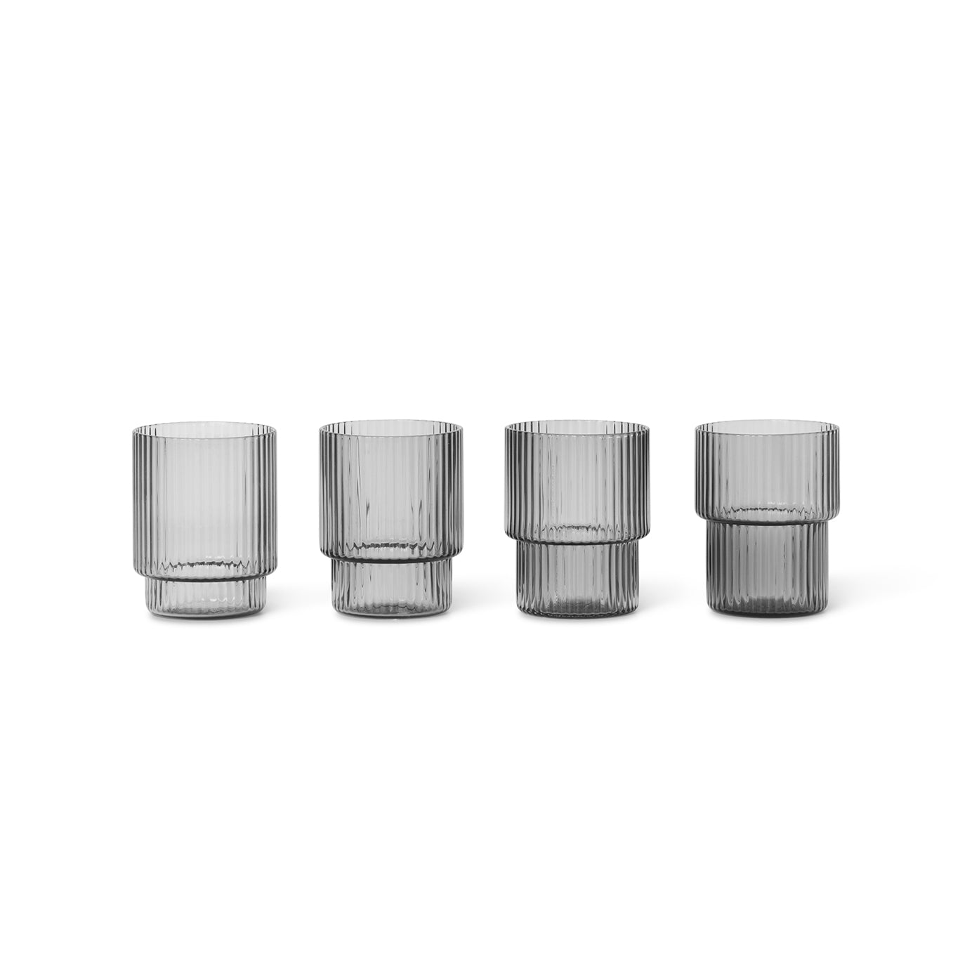 Ferm Living - Ripple Trinkgläser small (4er-Set) | smoked grey