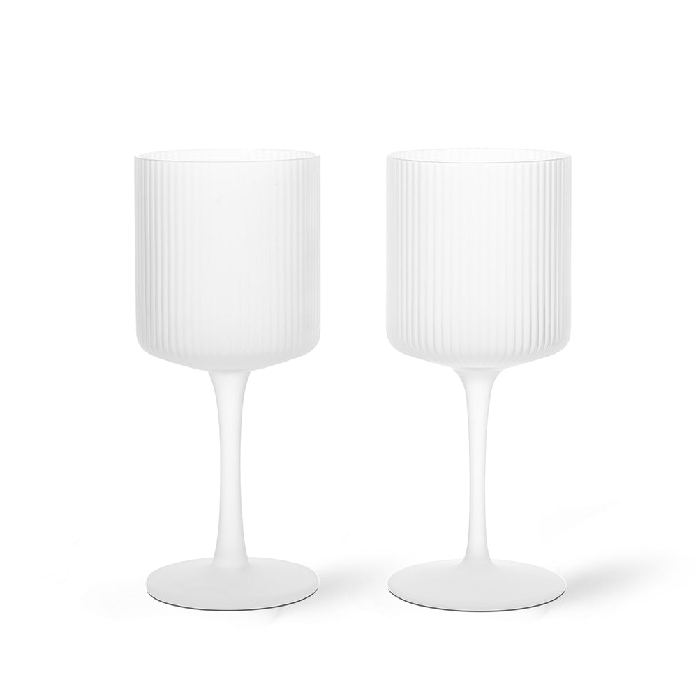 Ferm Living - Ripple Weißweinglas (2er-Set) | frosted