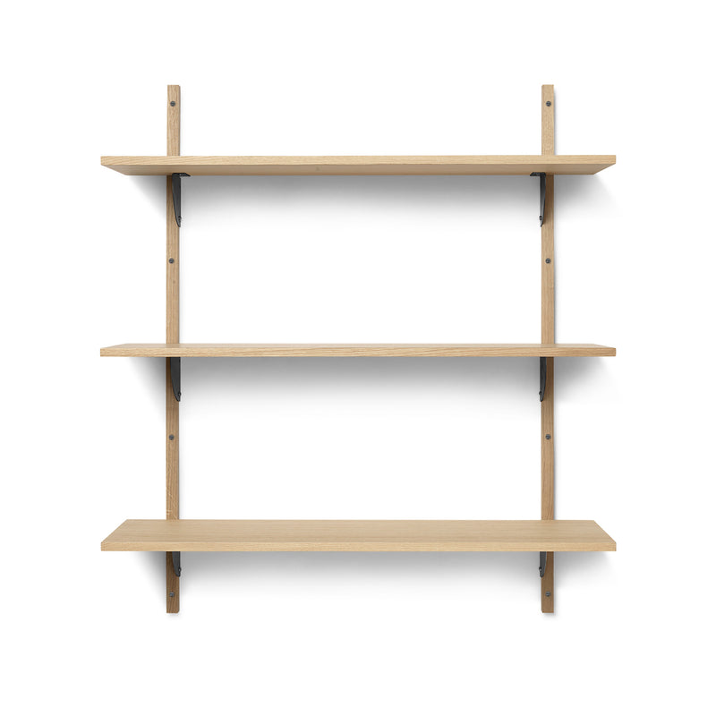 Ferm Living - Sector Wandregal single | 3 Regalböden / Eiche/Messing schwarz / 87 cm