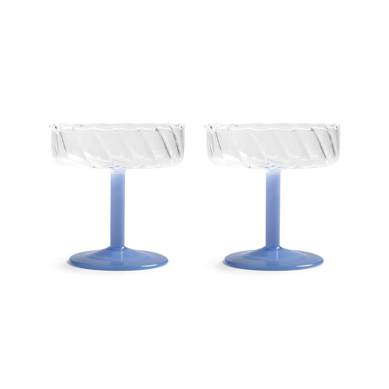 &amp;klevering - Coupe Twirl Champagnerglas | blau