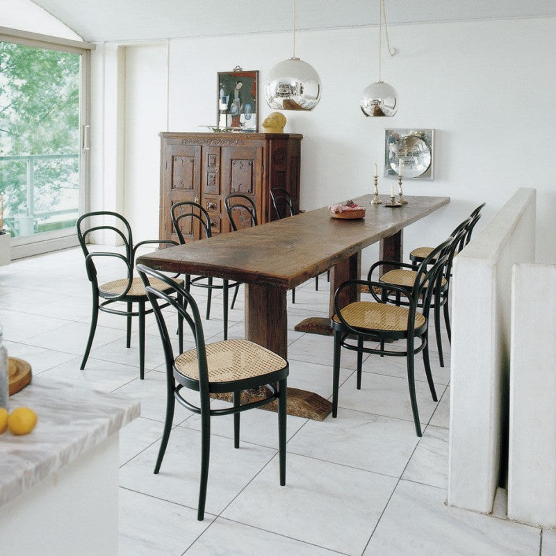 Thonet - 214 Bugholzstuhl | Buche schwarz gebeizt / Rohrgeflecht mit Kunststoffstützgewebe
